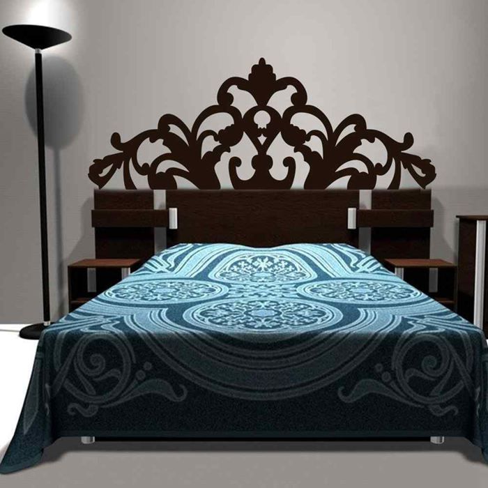 Brief Baroque Pattern Style Headboard Decal Bed Vinyl Wall Sticker Beautiful Flower Bedroom Dorm Decor Home Decoration