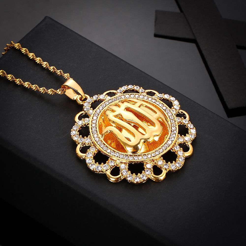 2021 Fashion Pendant Necklaces Muslim Jewelry Sun Totem Gold Color