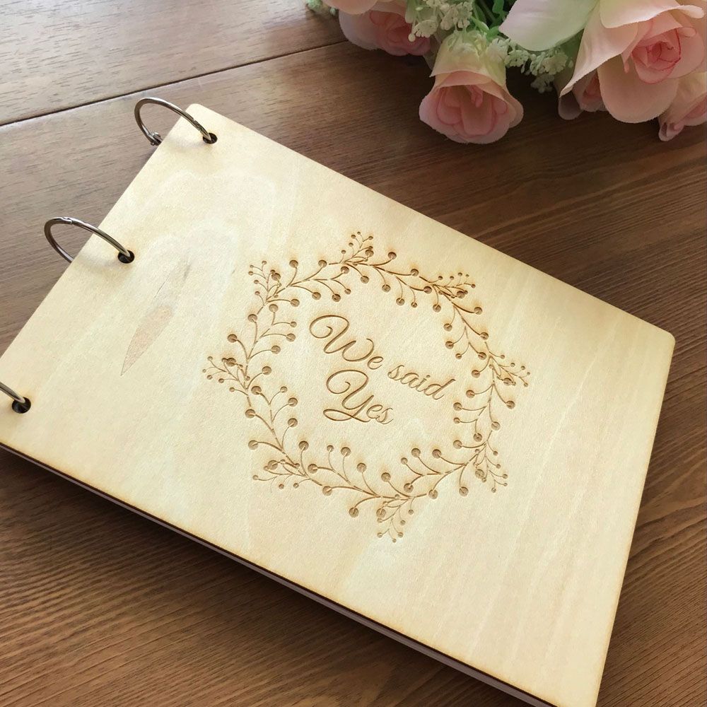 2020 Personalised Modern Wedding Guest Book, Wooden Wedding Guest Book