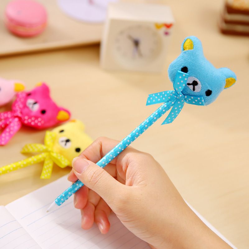 Novelty Plush Fuzzy Furry Ball Ball-point Pen Ballpoint Pen Stationery set