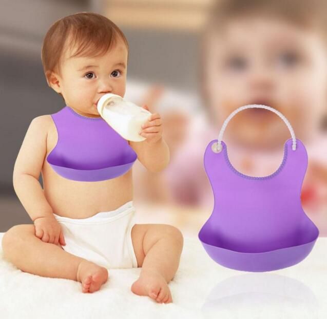 2020 Infant Baby Silicone Bibs Waterproof Baby Feeding Breastplate