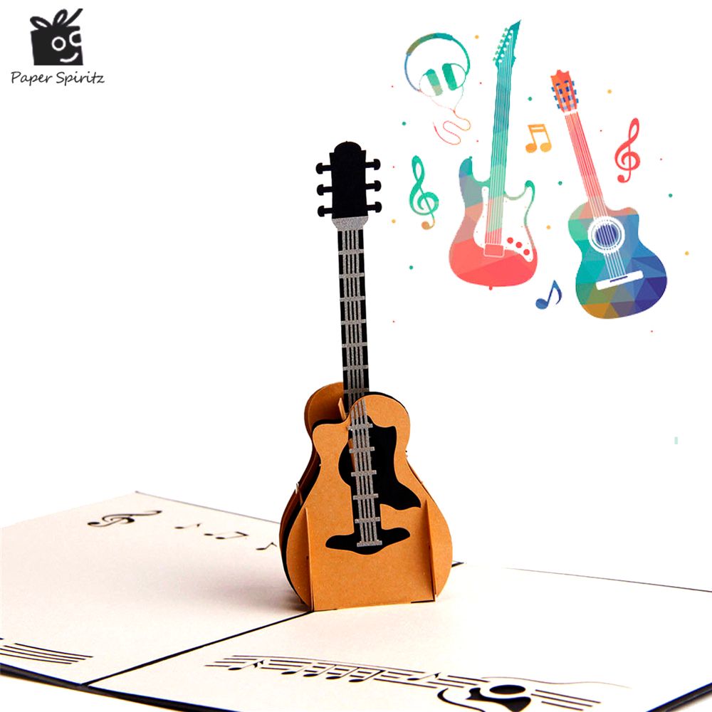 3d vintage cards guitar