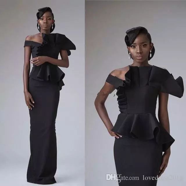 black peplum evening gown