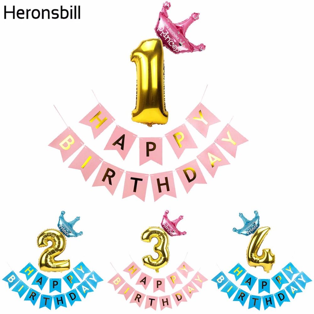 Heronsbill 1 2 3 4 5 6 7 8 9 Years Happy Birthday Balloons Number Air Foil Baby Boy Girl Party Decorations Kids Supplies 2nd 3rd Balloons Christmas Kids