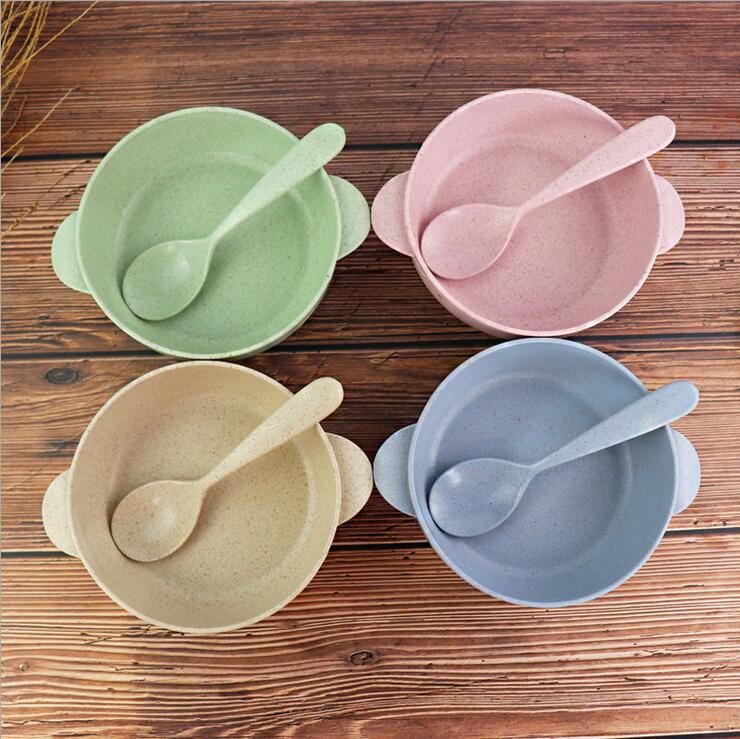 Wheat Straw ECO Friendly Bowls For Kids Children Baby Feeding Food