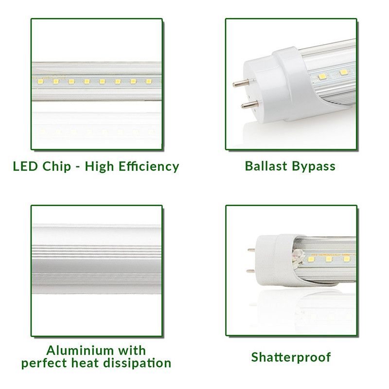 T8 Led Light 4ft 18w 2100lm Dual End Powered Ballast Bypass T8 Led Light 4ft 18w 2100lm Dual End Powered Ballast Bypass F48t8 Fluorescent Replacement 4000k Clear Milky Ul Dlc 25 Packs