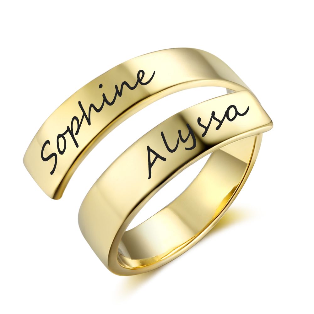 Personalized Gold Color Rings For Women Copper Adjustable Name Engraved Rings For Party Birthday Gifts Ri102973