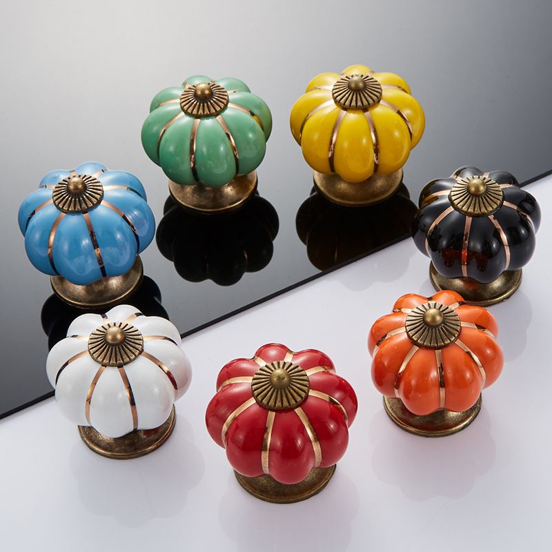 vintage furniture handle pumpkin ceramic door knobs cabinet knobs