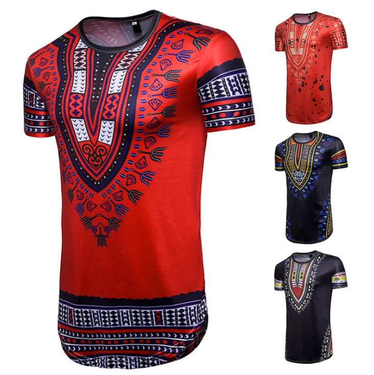 Fashion African Traditional Print T Shirt Men Cotton Slim Fit Print O ...