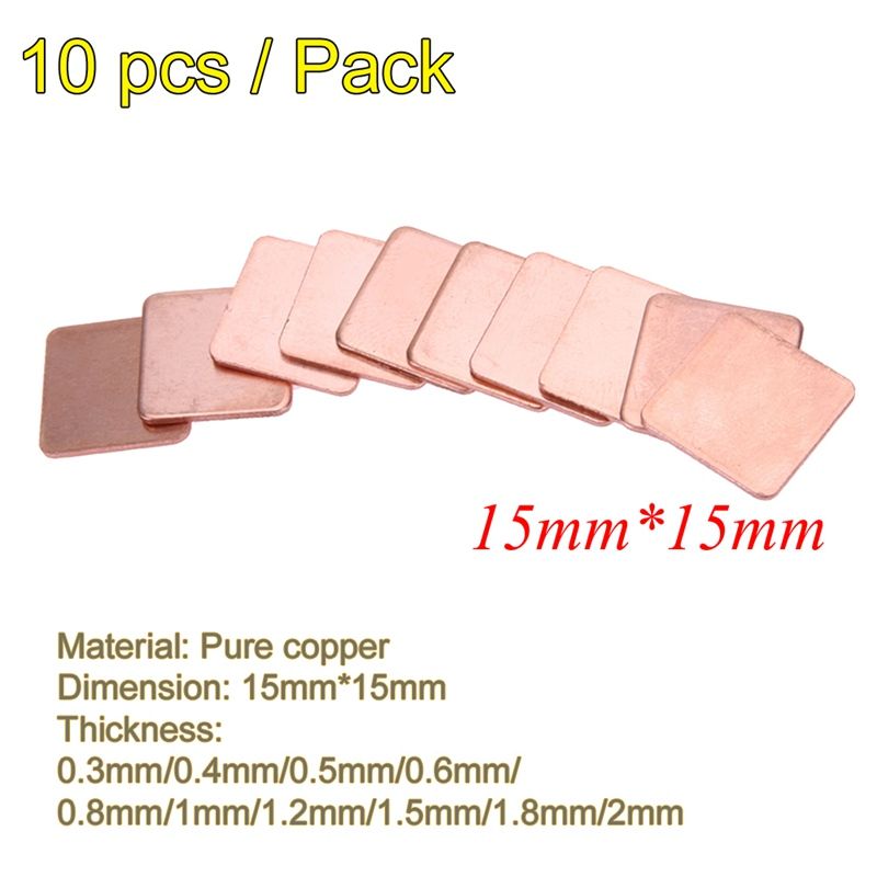 10pcs 15 15mm 1 1 2 1 5 1 8 2mm Heatsink Copper Shim Thermal Pads For Laptop Ic Chipset Gpu Cpu Conductive Pure Copper Heat Sink