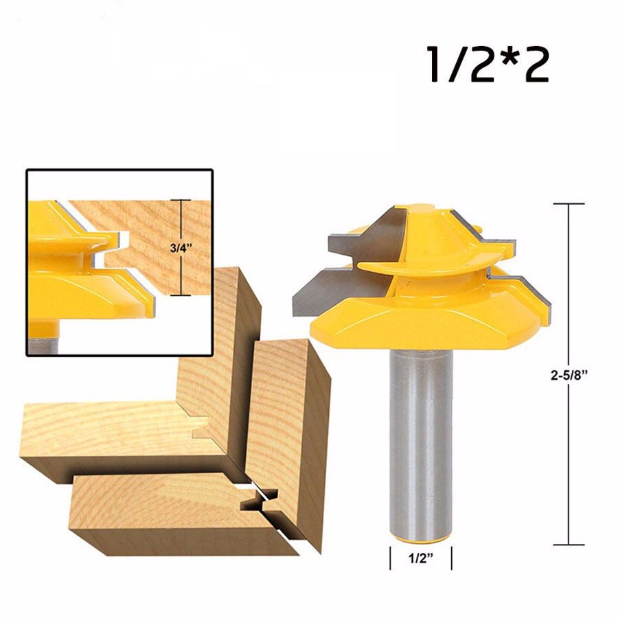 2019 Jointing Router Bit Set Lock Miter Glue Joint Drawer Front 1 2