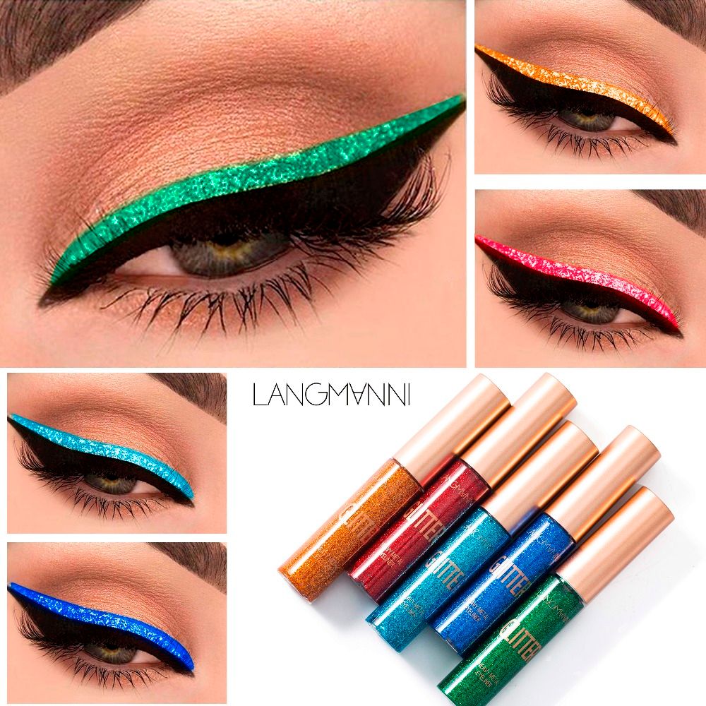 Langmanni Glitter Eyeliner Makeup Natural Waterproof Pigments
