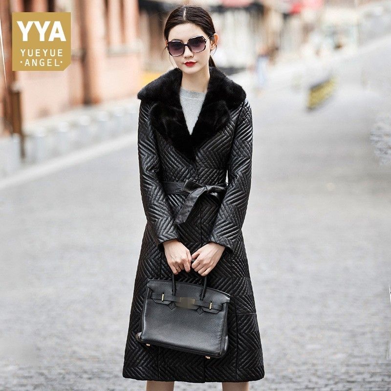 De Con Para Abrigo Grandes Chaqueta Mujer Mujeres Oveja Compre Piel Largo Vuelta Abajo Cuero Tg41nEEqZw