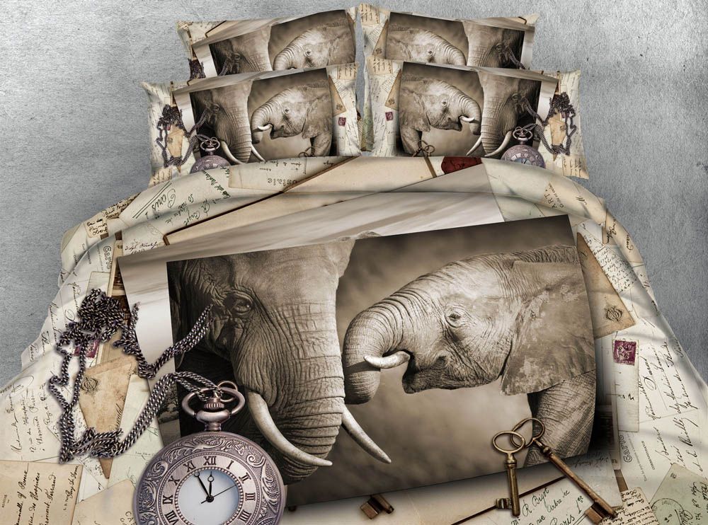 Jf 344 Vintage Style Bed Linen Retro Elephant Bedding Set Single Jf 344 Vintage Style Bed Linen Retro Elephant Bedding Set Single Double Queen Super King Size Doona Quilt Duvet Covers Sham Daybed Comforter Sets