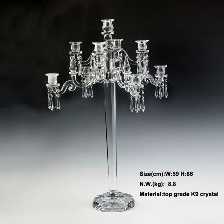 New Beautiful 9 Arms Crystal Candelabra Candle Holder For Dinner Table Decoration