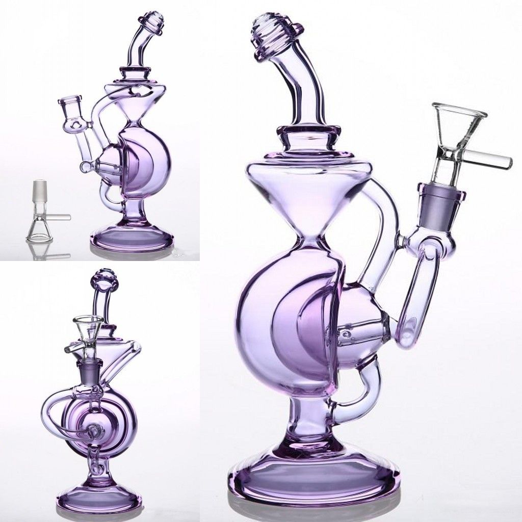 2020 Chinese Bend Style Scientific Glass Bongs Recycler Joint 14.4mm