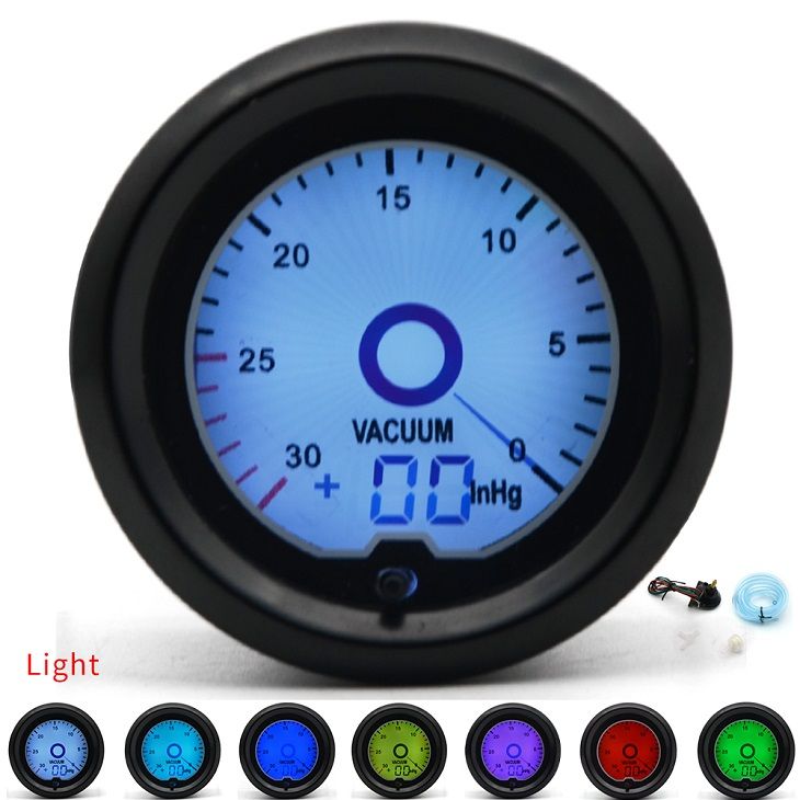 2020 2 Inch 52mm Vacuum Gauge Racing Gauge LCD Digital Display Car Meter Multiple Colors From