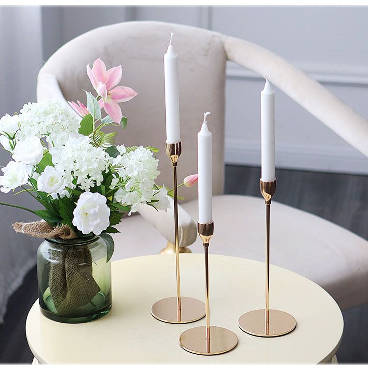 Creative Tulip Design Taper Candle Holder Brass Gold Metal