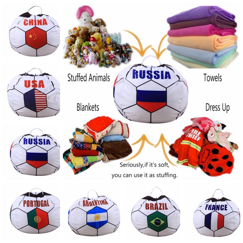 Best Quality 32 Design 26 Inch Storage Bean Bag Soccer World Cup