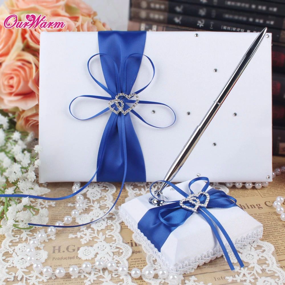 Luxury Weddings Decoration Wedding Guest Book With Pen Sets Satin