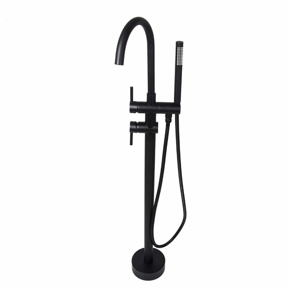 Compre Baño De Lujo Negro Soporte De Suelo Grifo De Ducha De Latón