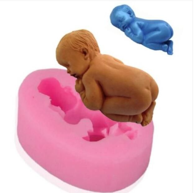 2019 Super Silicone Mould 3d Sleeping Baby Shower Mold Cake Topper