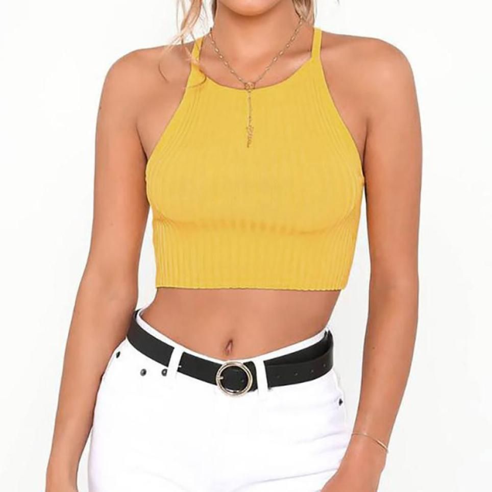yellow halter crop top