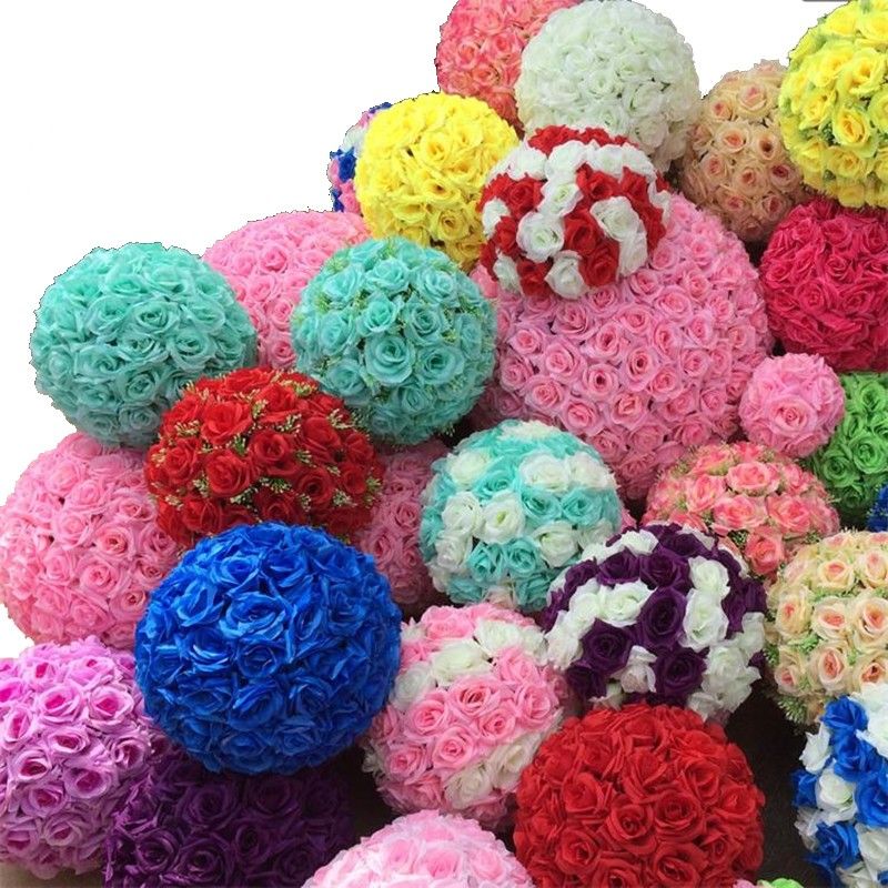 2020 Rose Balls 6~24 Inch15~60CM Wedding Silk Pomander Kissing Ball
