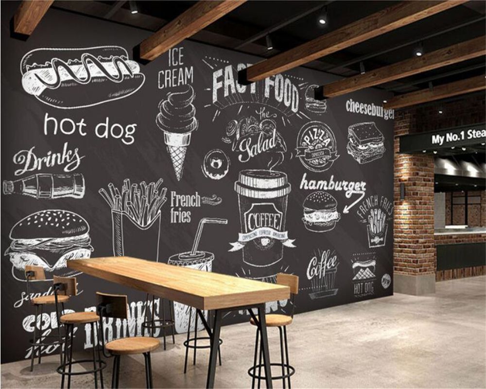 Beibehang Custom Wallpaper Hand Drawn Chalkboard Gourmet Dessert Beibehang Custom Wallpaper Hand Drawn Chalkboard Gourmet Dessert Fast Coffee Restaurant Background Wall 3d Wallpapers Picture Hd