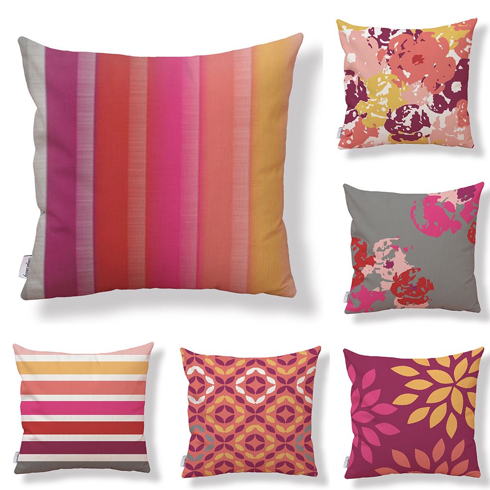 Set Of 6 Warm Color Wave Geometric Waterproof Cotton Linen Square Decorative Throw Pillow Cases Sofa Cushion Covers 2018 New1818inch Large Outdoor Set Of 6 Warm Color Wave Geometric Waterproof Cotton Linen Square Decorative Throw Pillow Cases Sofa Cushion Covers 2018 New1818inch Large Outdoor