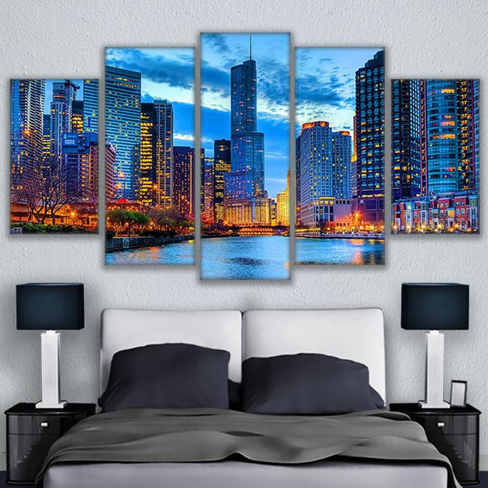 2018 Pictures Canvas Wall Art Frame Kitchen Restaurant Decor Chicago 2018 Pictures Canvas Wall Art Frame Kitchen Restaurant Decor Chicago City Night View Living Room Hd Printed Painting Posters From Zhu793737893
