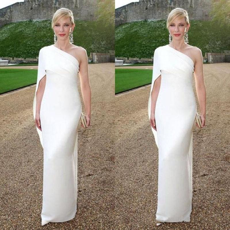 white one shoulder evening gown