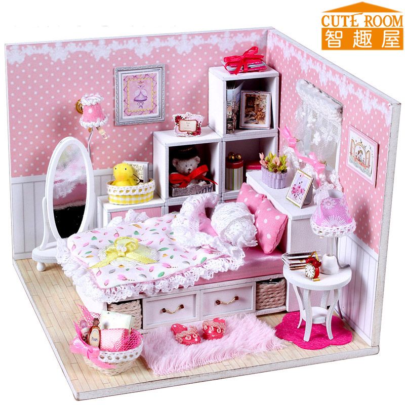 Assemble Diy Doll House Toy Wooden Miniatura Doll Houses Miniature