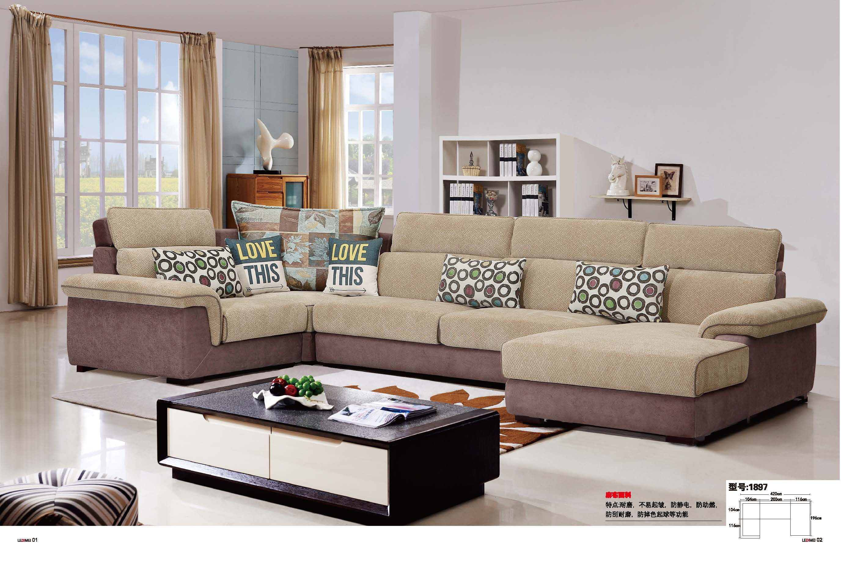 Modern Living Room Fabric Sofa U Shape Sectional Anti Bacterial Modern Living Room Fabric Sofa U Shape Sectional Anti Bacterial Comfortable Soft Set