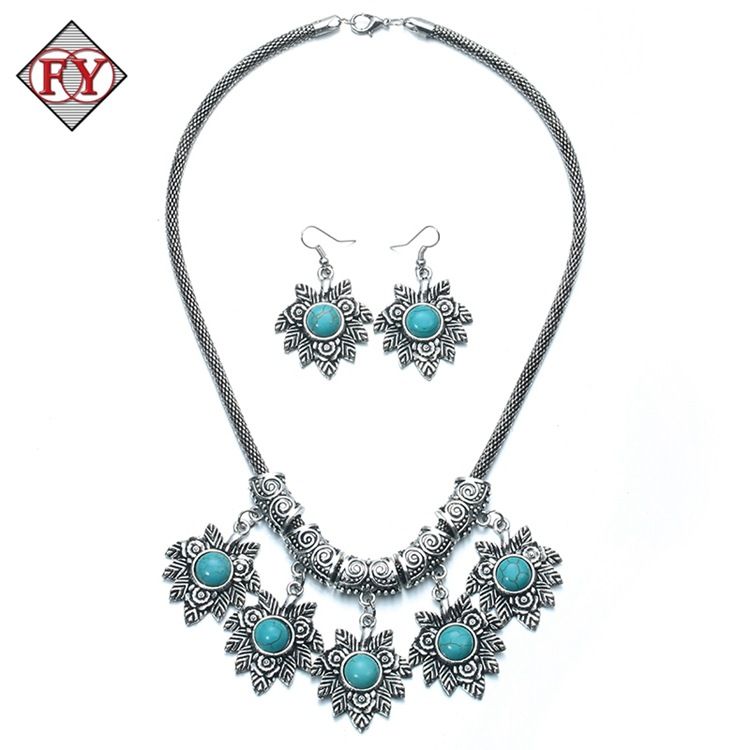 Acheter Argent 925 Vintage Tibétain Argent Turquoise Collier Bracelet Boucles D\u0027oreilles Ensembles De Bijoux Pour Femmes Cadeau Pour Les Femmes De $3.3 Du