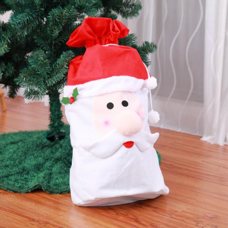 Non Woven Fabric Plush Christmas Santa Claus Bags Outdoor Christmas Shopping Big Size Draw Pocket Santa Claus Bag Festive Supplies