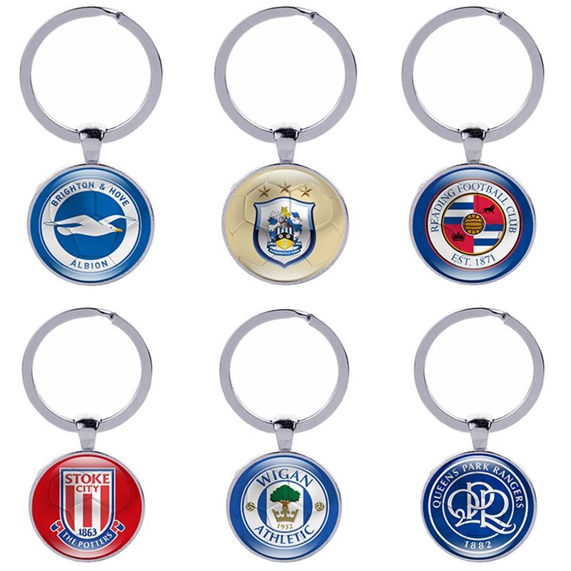 2021 Football Club Keychain Soccer Fans Souvenir Gifts Glass Cabochon