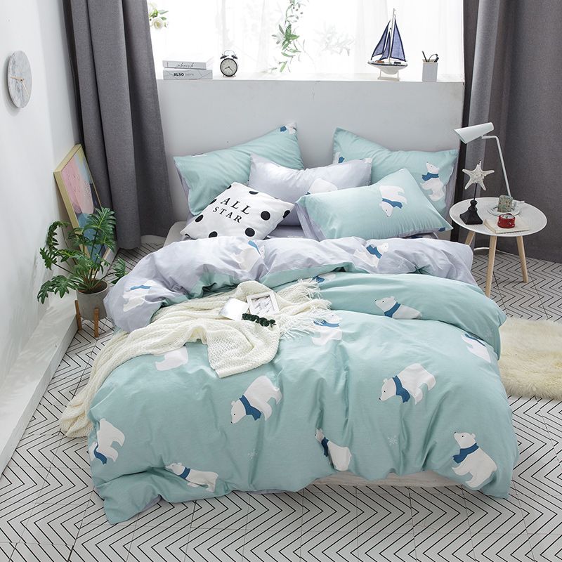 Papa Mima Modern Style Bedding Set Polar Bear Print 100 Cotton Papa Mima Modern Style Bedding Set Polar Bear Print 100 Cotton Queen Twin Size Duvet Cover Flat Sheet Pillowcases Children