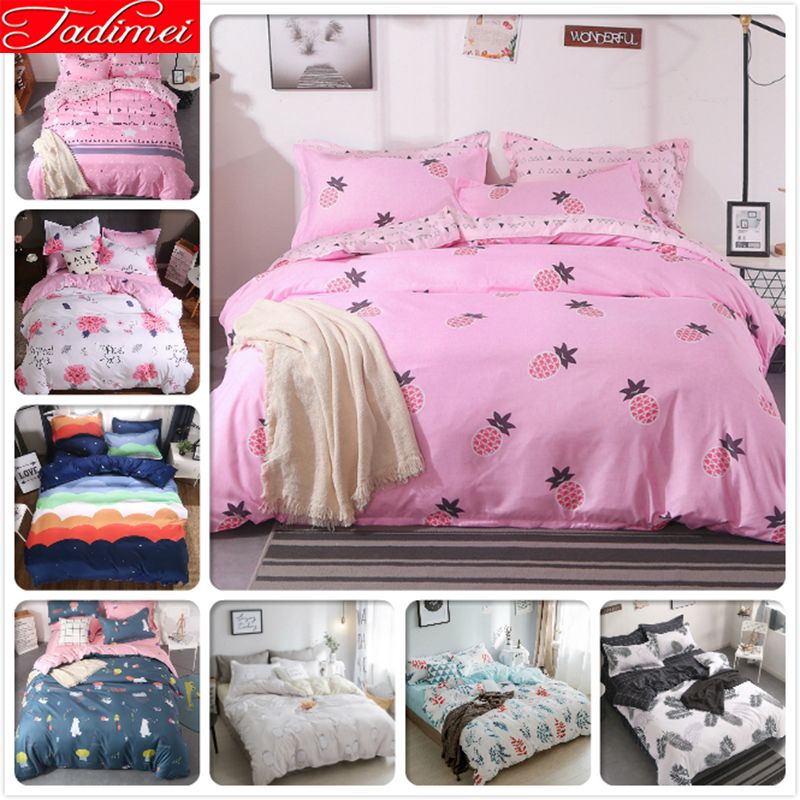 Pink Duvet Cover 3 Bedding Set Kids Child Soft Cotton Bed Pink Duvet Cover 3 Bedding Set Kids Child Soft Cotton Bed Linens Single Twin Full Double Queen King Size Quilt Case Comforter Sets On