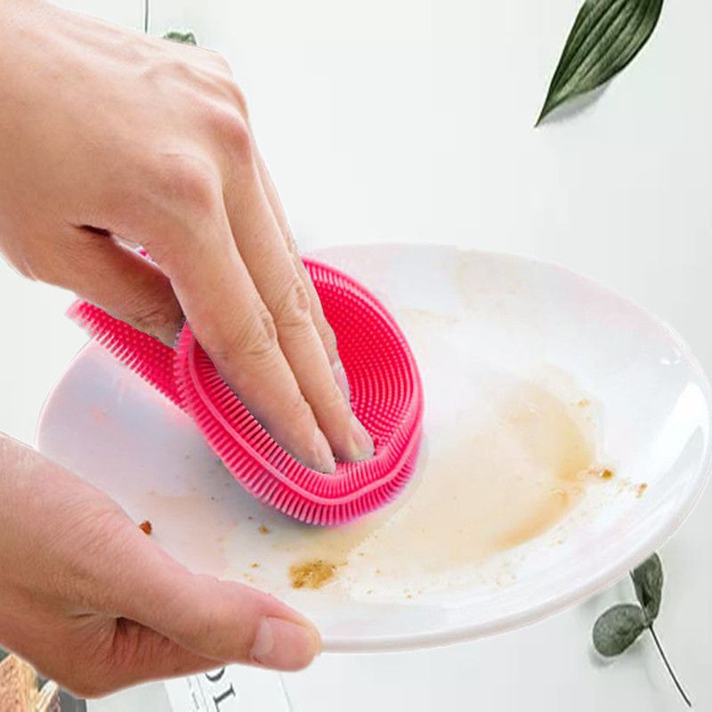 Round Silicone Dish Washing Sponge Scrubber Kitchen Cleaning suppies