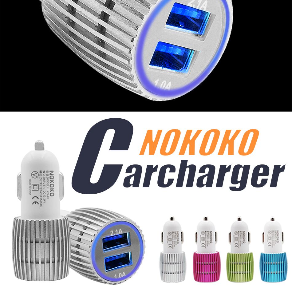 NOKOKO Best Metal Dual USB Port Car Charger Universal 12 Volt 1 ~ 2 Amp For Apple IPhone IPad IPod Samsung GalaxyHtc Power Bank Black Cell Phone NOKOKO Best Metal Dual USB Port Car Charger Universal 12 Volt 1 ~ 2 Amp For Apple IPhone IPad IPod Samsung GalaxyHtc Power Bank Black Cell Phone