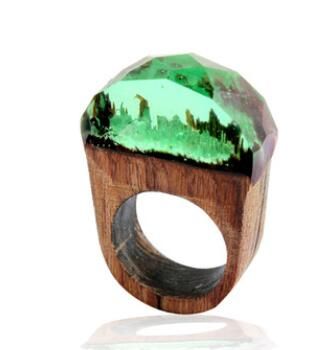 handmade wood resin ring