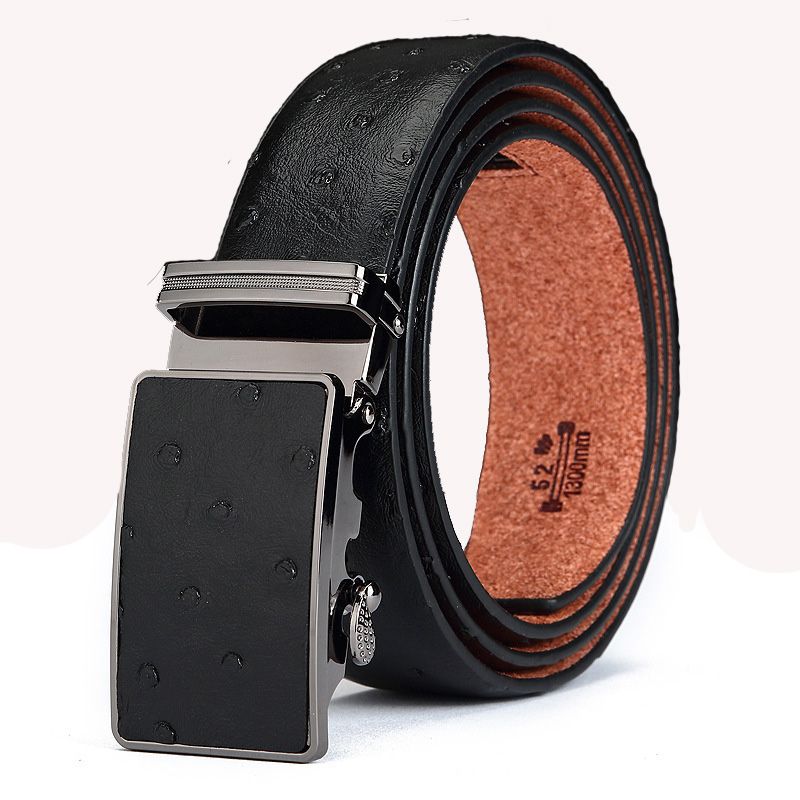 Ostrich Belt Men Cummerbunds Gold Metal Waist Pure Leather Accessories Black