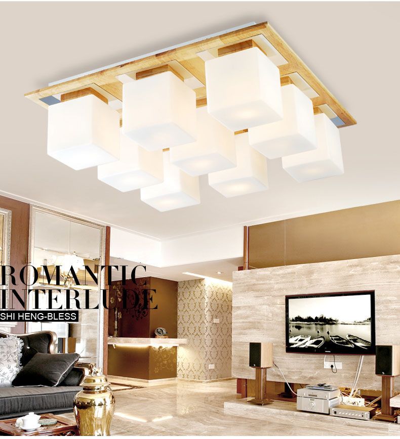 Großhandel Glasschirm + EICHE Moderne Led Deckenleuchten Für Wohnzimmer