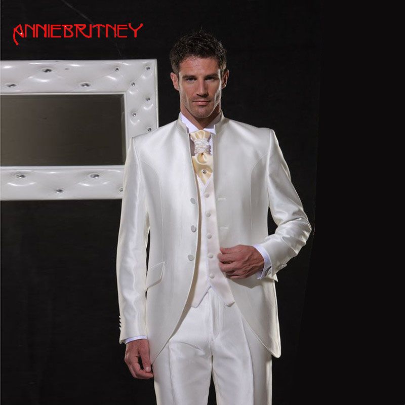 De Pour En Italien Mariage Satin Acheter Homme Costumes Blanc 2018 wk8N0OnPX