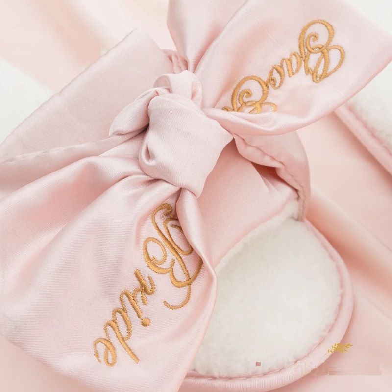 Unique Personalized Wedding Gifts Satin Slippers For Bridesamaid