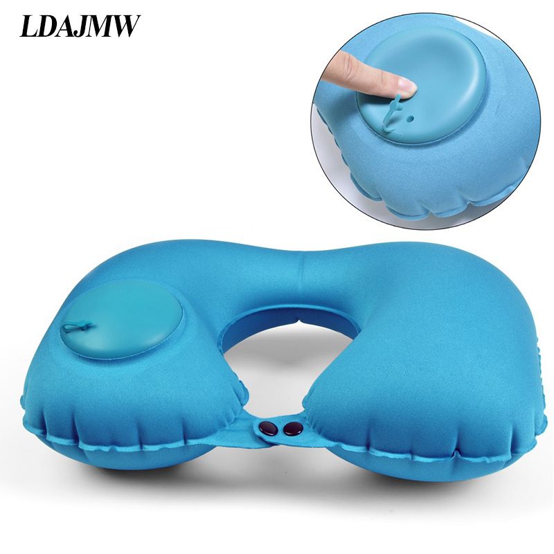 U Shape Press Automatic Inflatable Neck Pillow Folding Portable U Shape Press Automatic Inflatable Neck Pillow Folding Portable Travel Car Air Protector Head Case Sofa Pillows