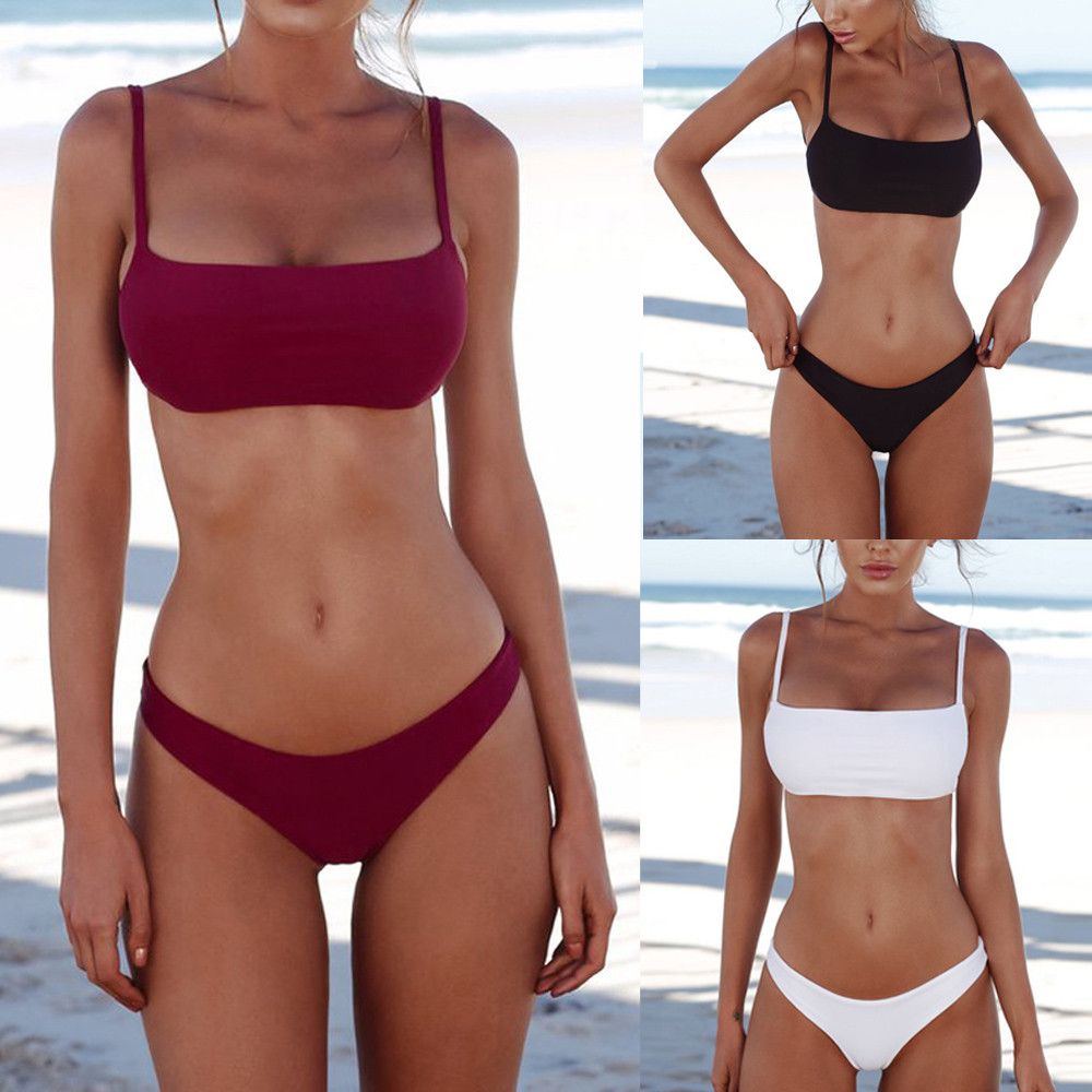 Damen Gepolstert Bikini Set Push Up Padded Badeanzug Schwimm Zweiteilig Bademode