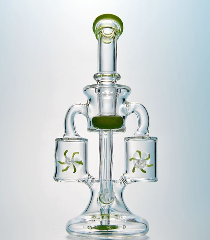 2020 Unique Glass Bong Double Recycler Dab Rigs Propeller Perc