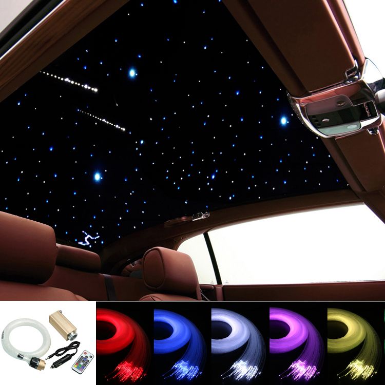 Dc12v Led Fiber Optic Star Ceiling Kit Light 200pcs 300pcs 0 75mm 2m 9w Rgb 18key Remote Control For Car Decoration